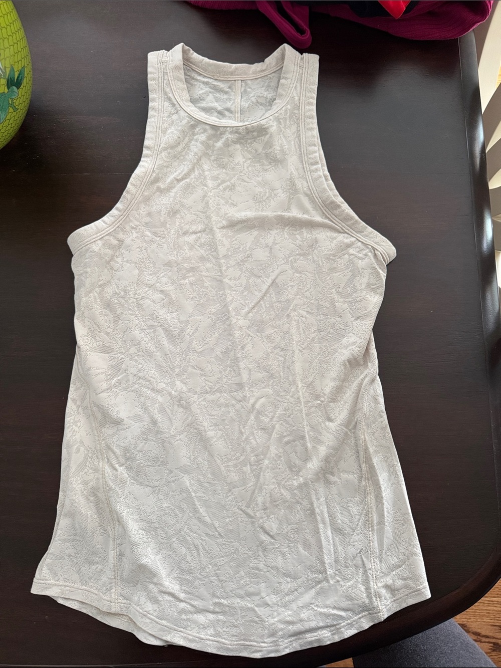 LULULEMON Cream Floral Laser Cut Tank Top 6/S